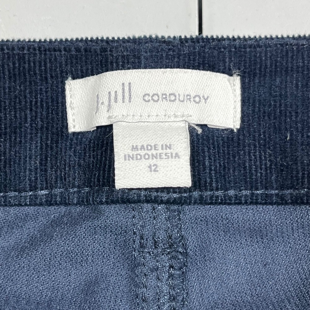 J. Jill Preppy Boho Navy Mature Corduroy Pants Womens 12 Stretch Straight Leg - Picture 5 of 10